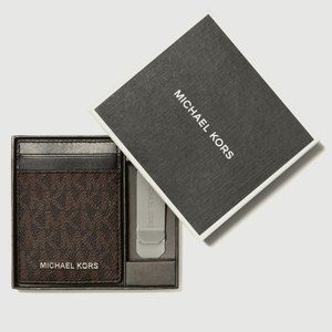 FREE SHIPPING - MICHAEL KORS MEN'S CARD HOLDER & MONEY CLIP SET